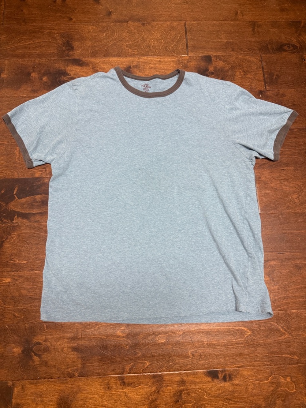 Old Navy Light Blue Ringer Tee with Brown Trim